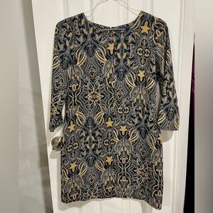 Elegant Black and Gold Patterned Dress Tahari 6
